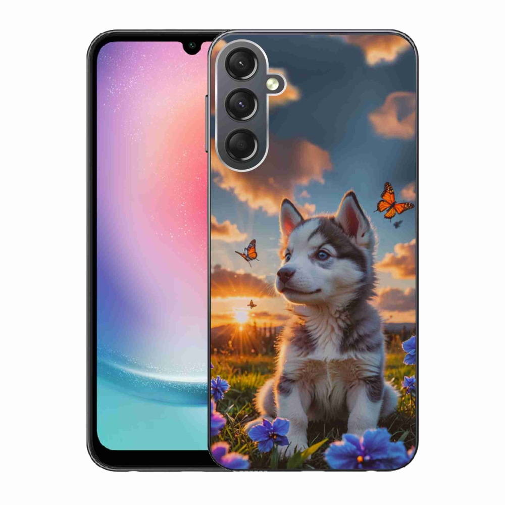Gélový kryt mmCase na Samsung Galaxy A24 - husky pri západe slnka