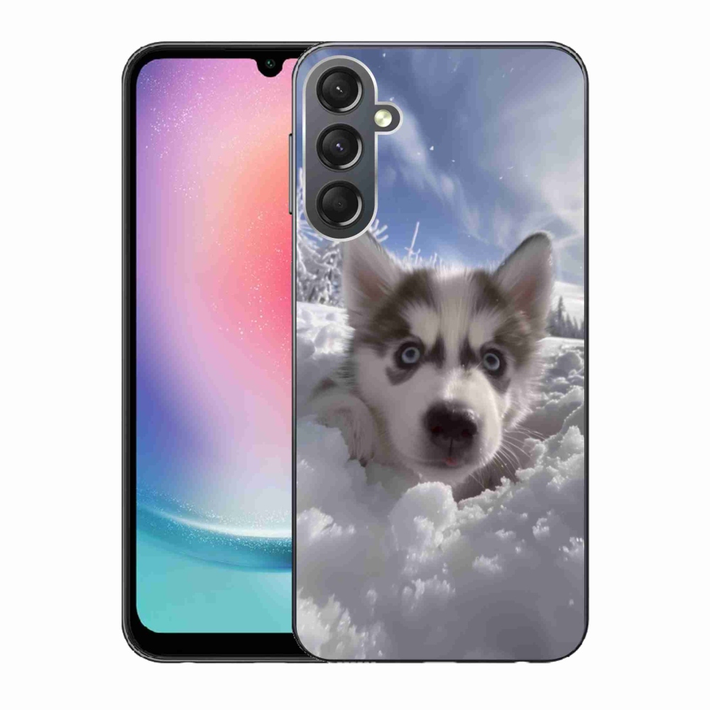 Gélový kryt mmCase na Samsung Galaxy A24 - husky v snehu