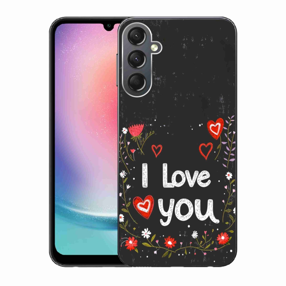 Gélový kryt mmCase na Samsung Galaxy A24 - I love you čierne pozadie