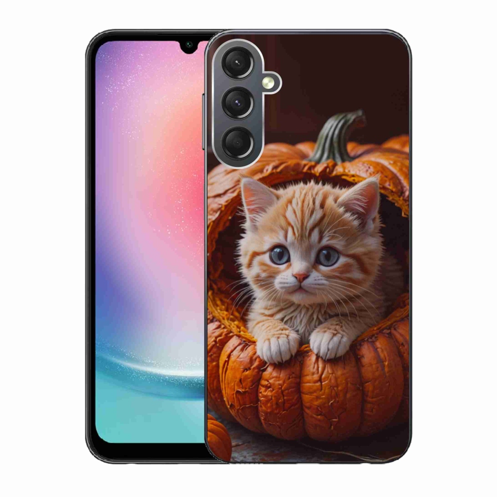 Gélový kryt mmCase na Samsung Galaxy A24 - mačiatko a tekvica 2