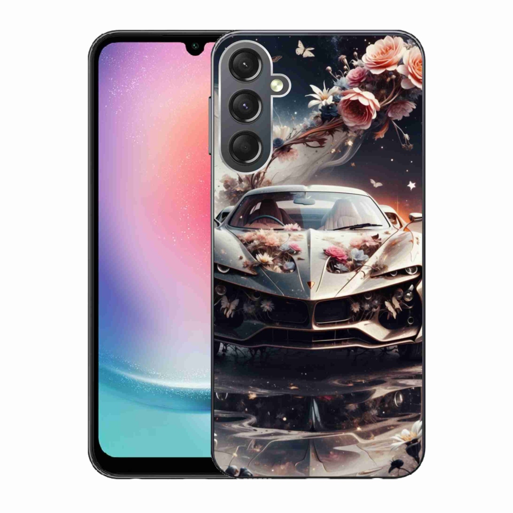 Gélový kryt mmCase na Samsung Galaxy A24 - kvetinový športový automobil
