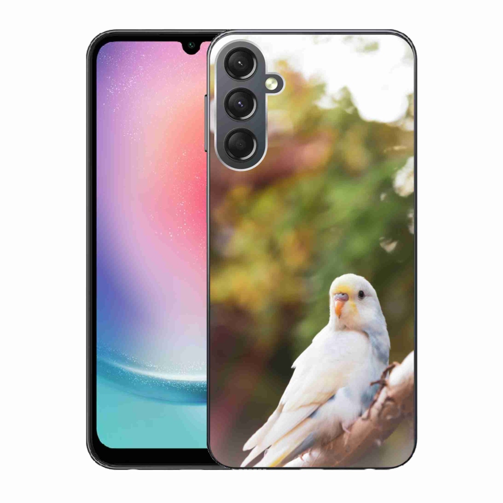 Gélový kryt mmCase na Samsung Galaxy A24 - papagáj andulka biela