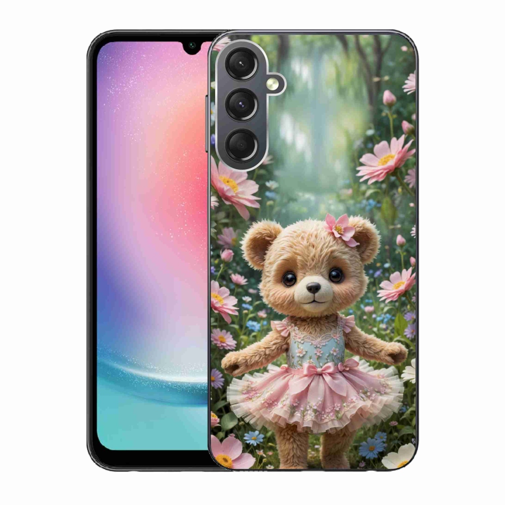 Gélový kryt mmCase na Samsung Galaxy A24 - roztomilý medvedík v kvetoch
