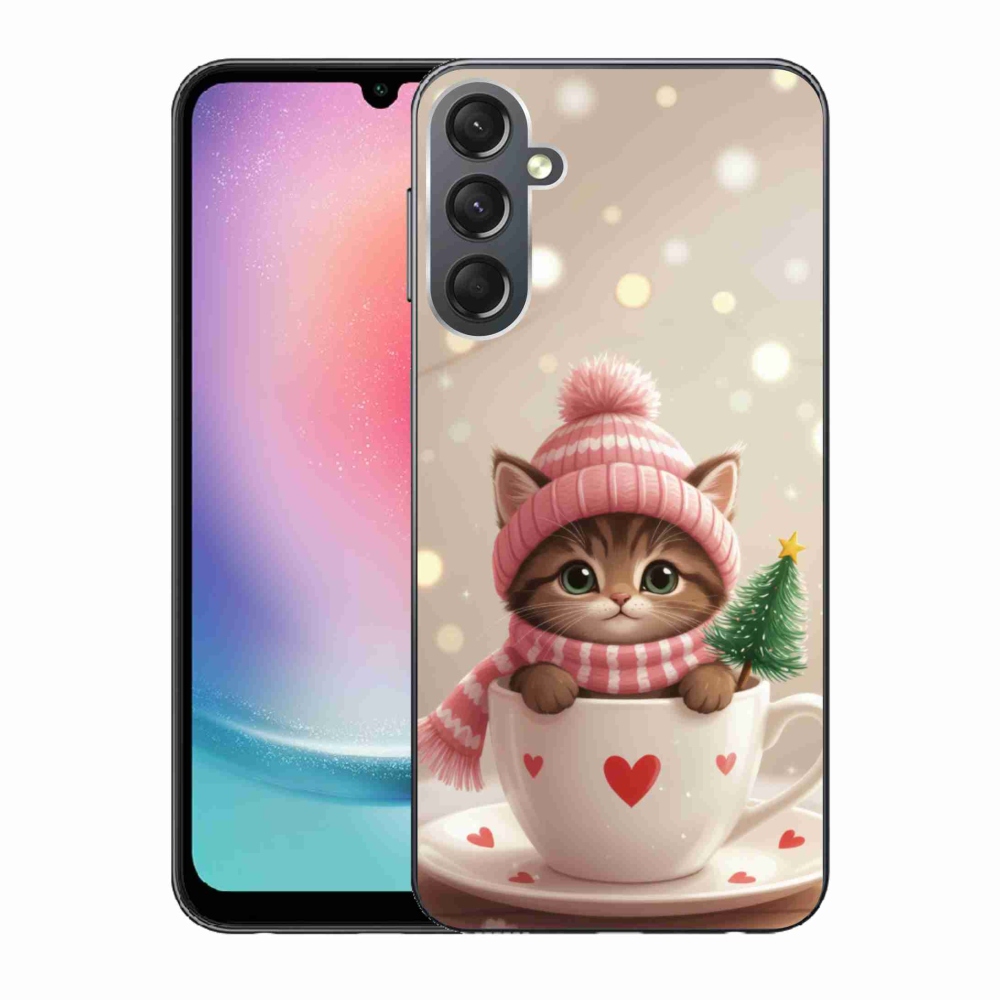 Gélový kryt mmCase na Samsung Galaxy A24 - vianočné mačiatko v hrnčeku
