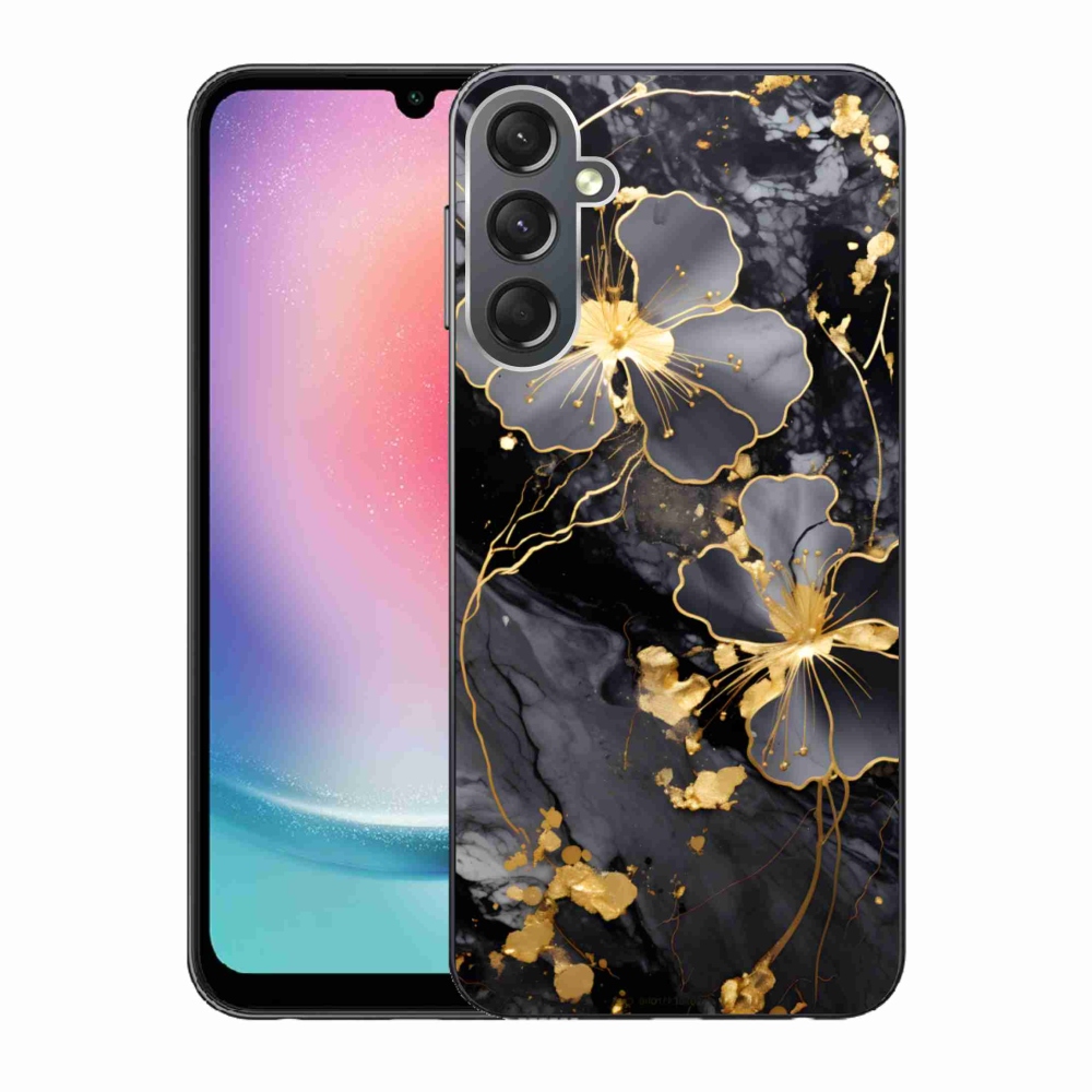 Gélový kryt mmCase na Samsung Galaxy A24 - zlaté kvety