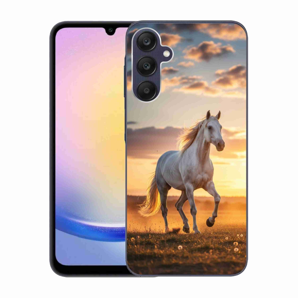 Gélový kryt mmCase na Samsung Galaxy A25 5G - bežiaci biely kôň 2