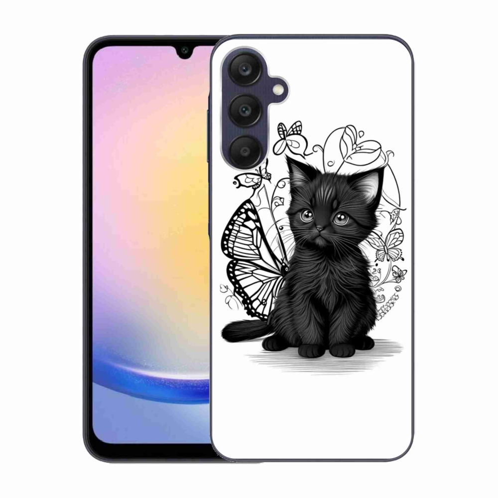 Gélový kryt mmCase na Samsung Galaxy A25 5G - čierne mačiatko