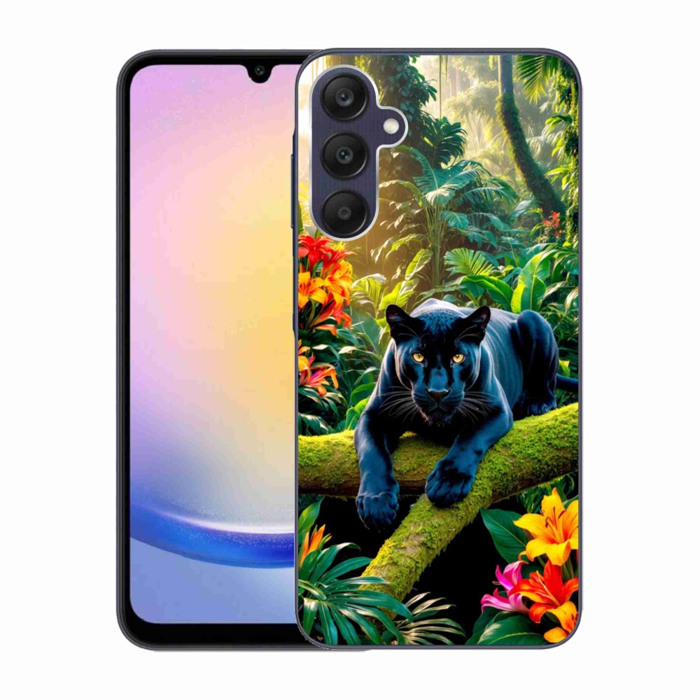 Gélový kryt mmCase na Samsung Galaxy A25 5G - čierny panter v džungli
