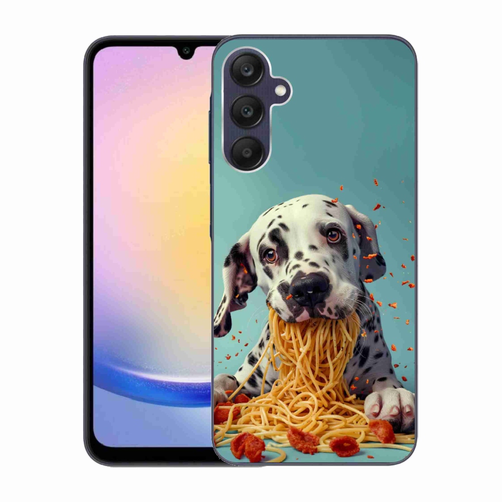 Gélový kryt mmCase na Samsung Galaxy A25 5G - dalmatín a špagety
