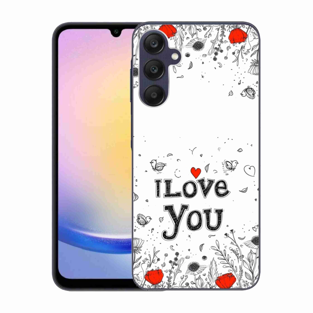 Gélový kryt mmCase na Samsung Galaxy A25 5G - I love you biele pozadie