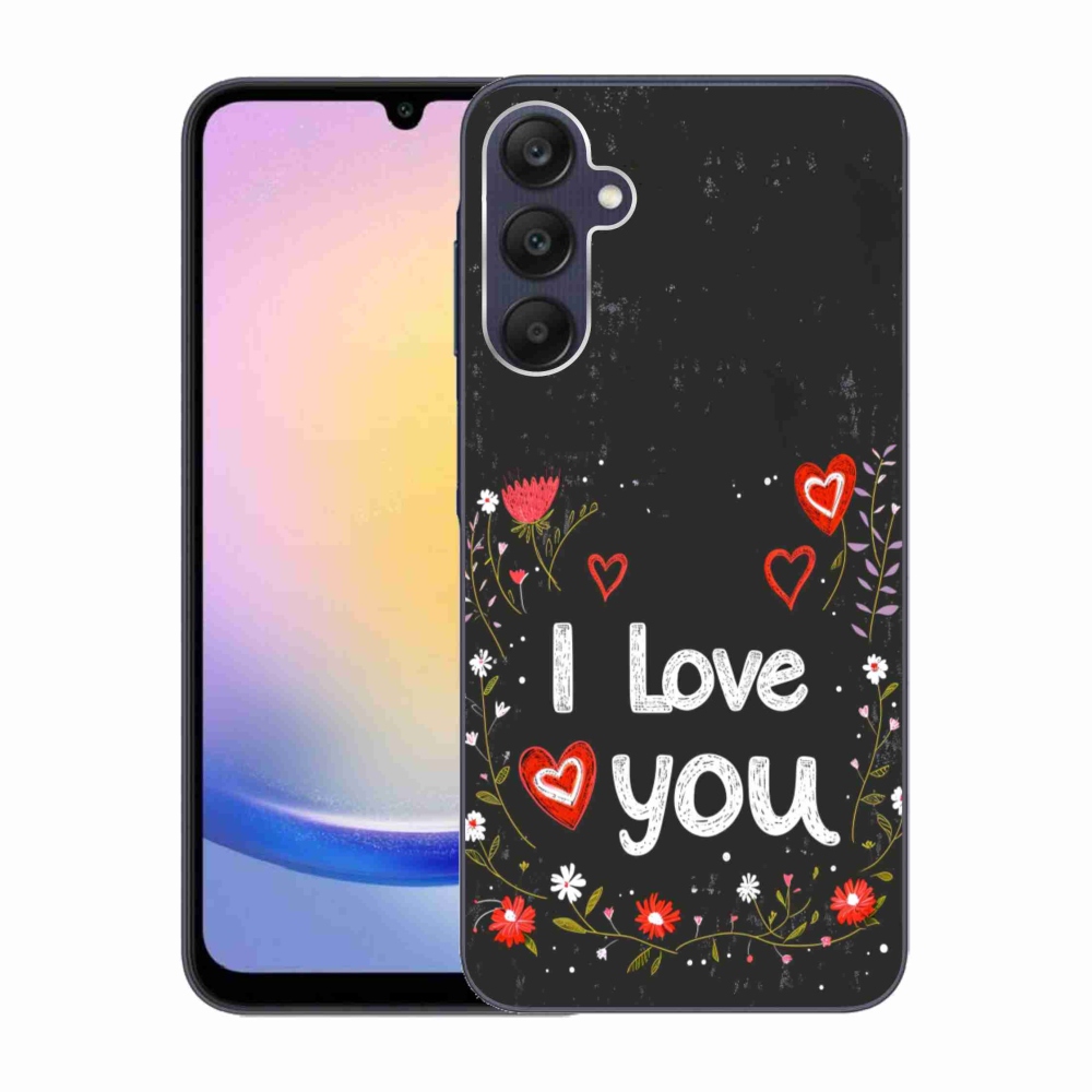 Gélový kryt mmCase na Samsung Galaxy A25 5G - I love you čierne pozadie