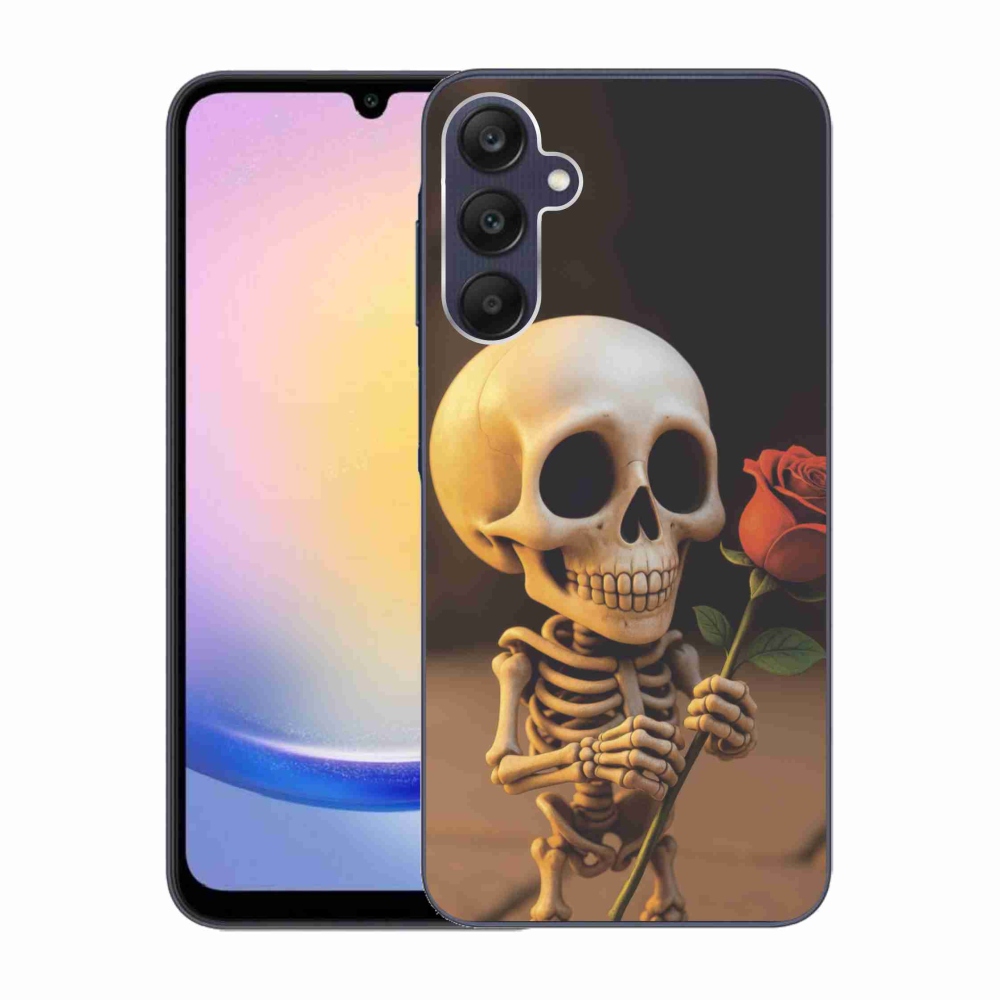Gélový kryt mmCase na Samsung Galaxy A25 5G - kostlivec s ružou