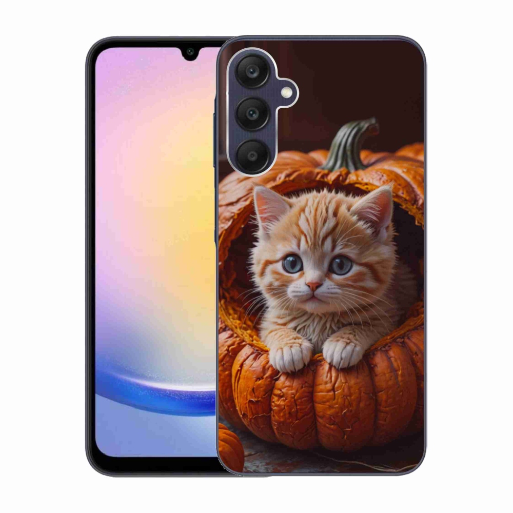 Gélový kryt mmCase na Samsung Galaxy A25 5G - mačiatko a tekvica 2