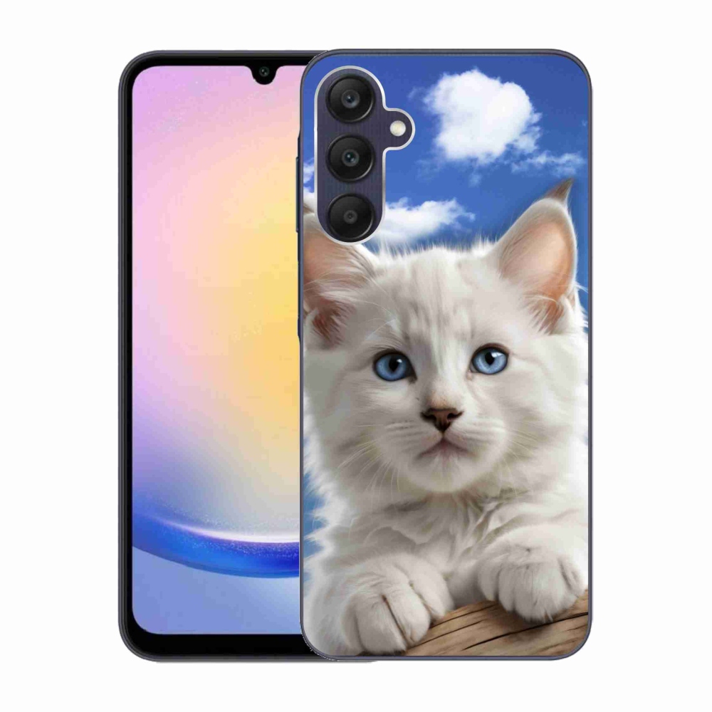 Gélový kryt mmCase na Samsung Galaxy A25 5G - mačiatko a oblaky