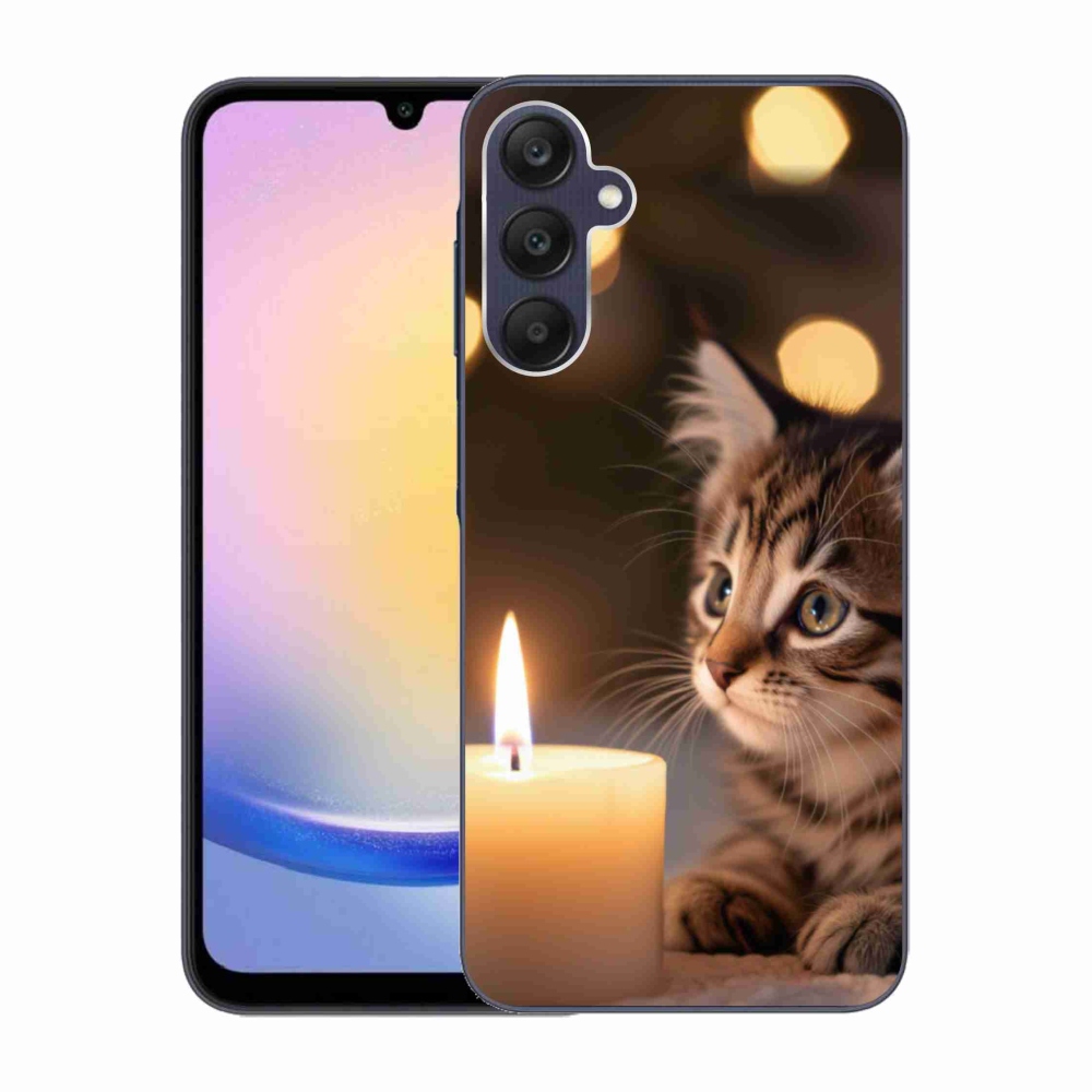 Gélový kryt mmCase na Samsung Galaxy A25 5G - mačiatko a sviečka