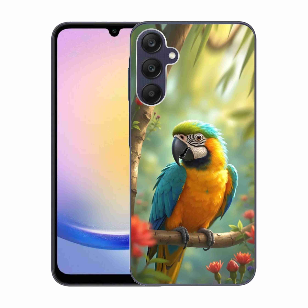 Gélový kryt mmCase na Samsung Galaxy A25 5G - papagáj ara modrožltá