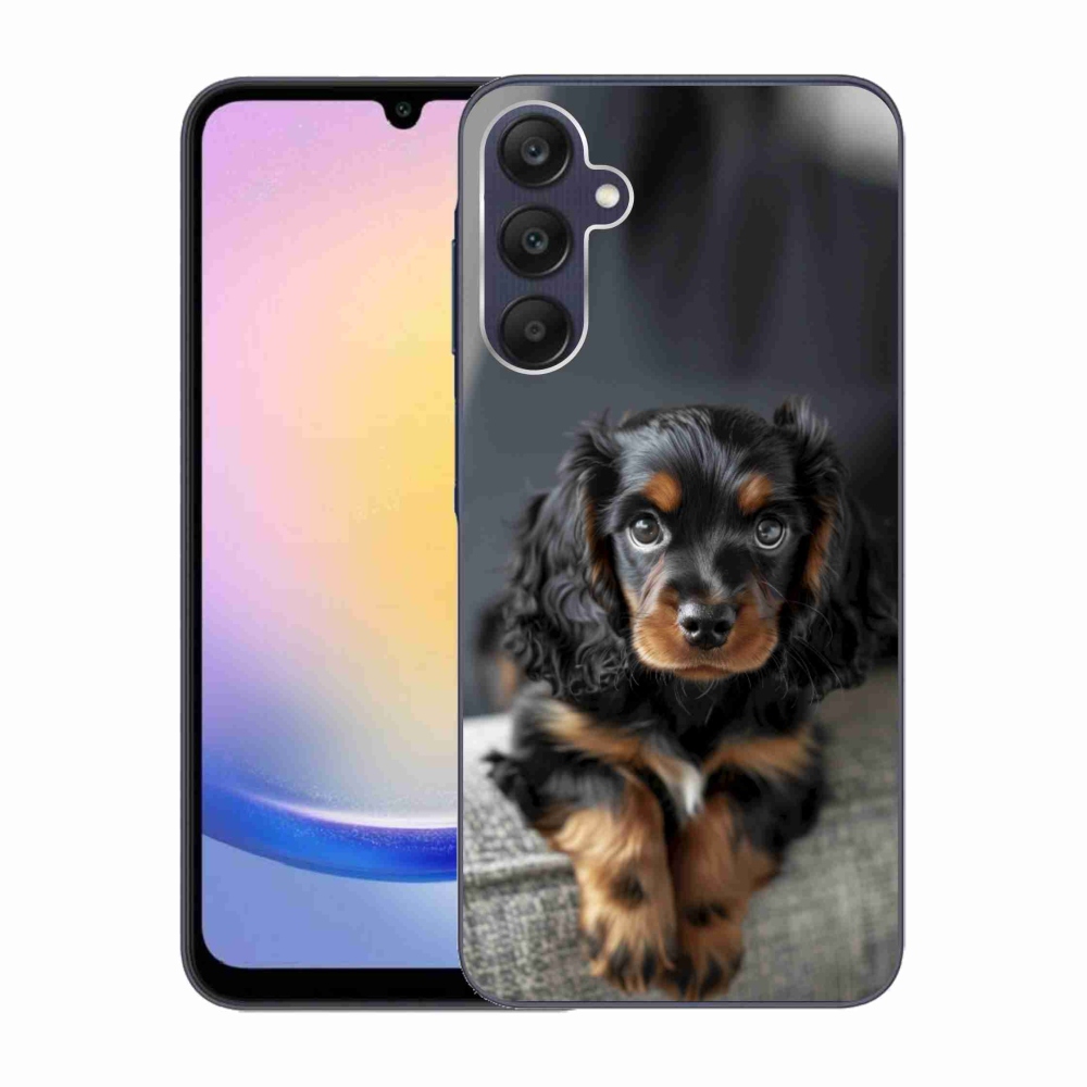 Gélový kryt mmCase na Samsung Galaxy A25 5G - roztomilý dlhosrstý jazvečík