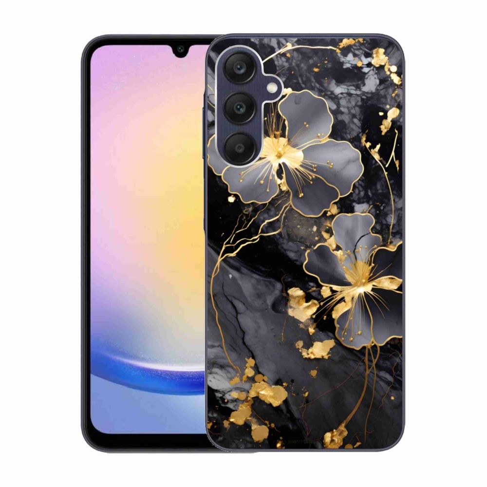 Gélový kryt mmCase na Samsung Galaxy A25 5G - zlaté kvety