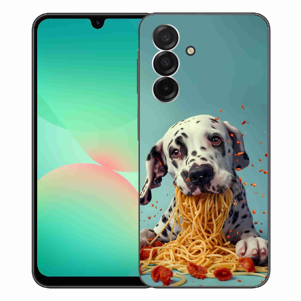 Gélový kryt mmCase na Samsung Galaxy A26 5G - dalmatín a špagety