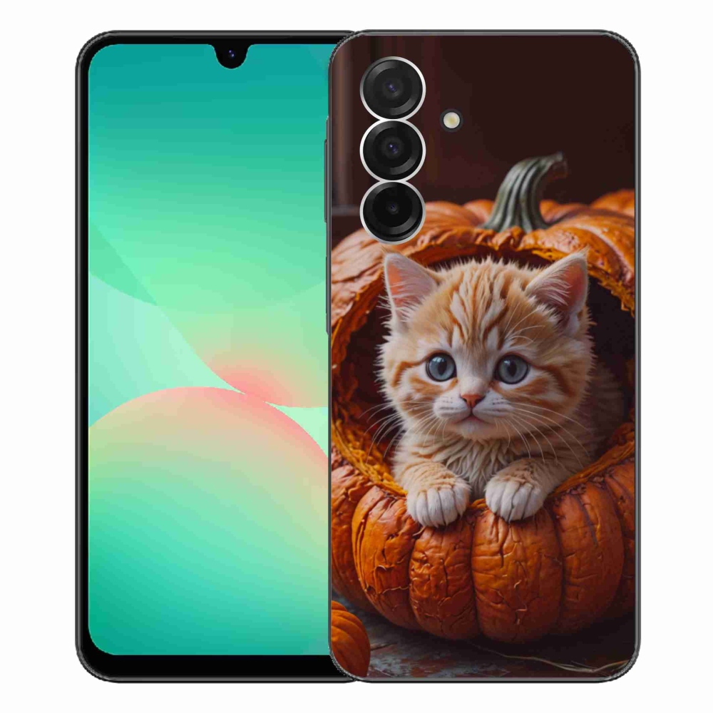 Gélový kryt mmCase na Samsung Galaxy A26 5G - mačiatko a tekvica 2