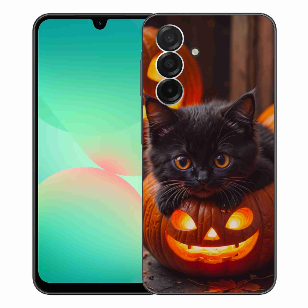 Gélový kryt mmCase na Samsung Galaxy A26 5G - mačiatko a tekvica