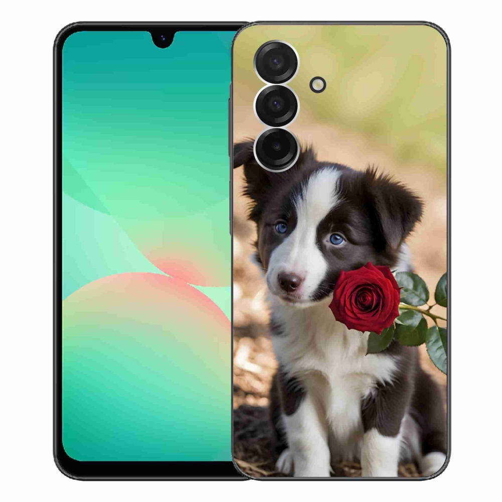 Gélový kryt mmCase na Samsung Galaxy A26 5G - roztomilá border kólia s ružou