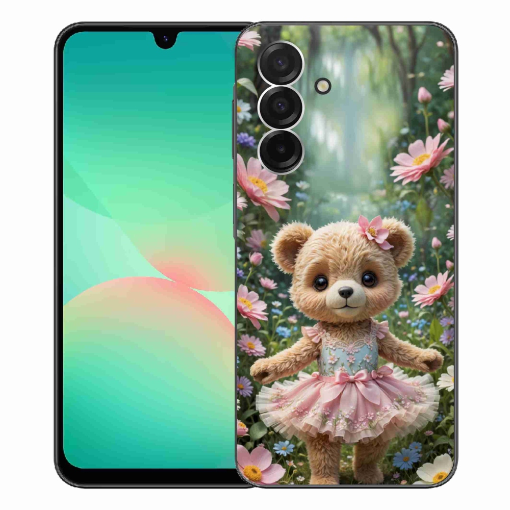 Gélový kryt mmCase na Samsung Galaxy A26 5G - roztomilý medvedík v kvetoch