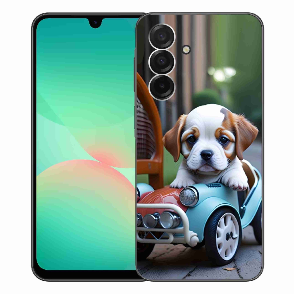 Gélový kryt mmCase na Samsung Galaxy A26 5G - šteňa v retro aute