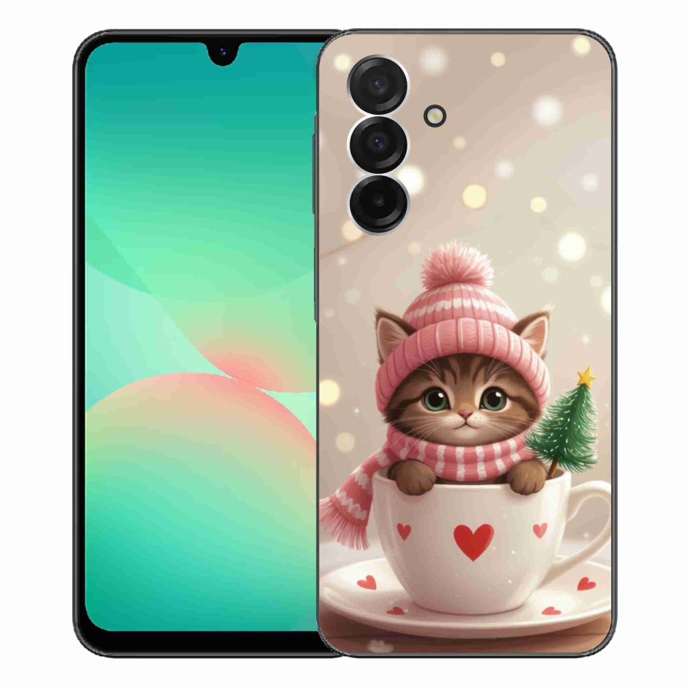 Gélový kryt mmCase na Samsung Galaxy A26 5G - vianočné mačiatko v hrnčeku