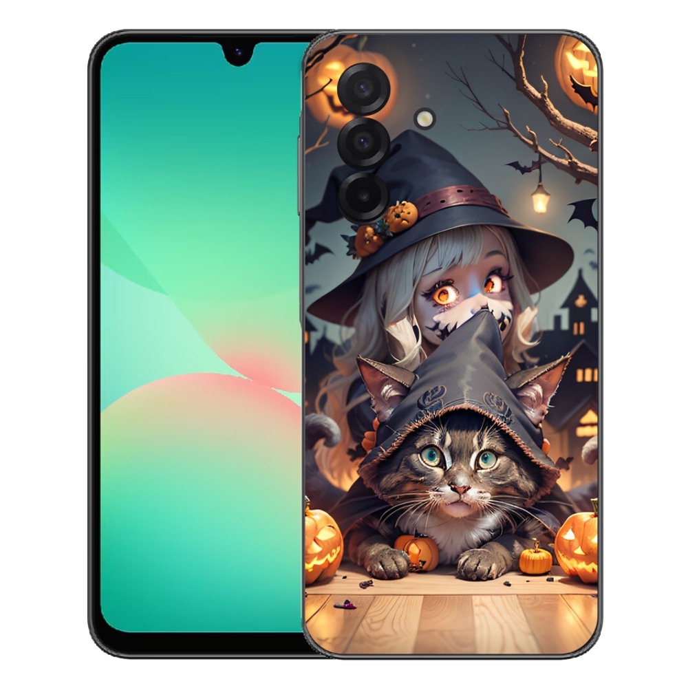 Gélový kryt mmCase na Samsung Galaxy A27 5G - čarodejnica s mačkou