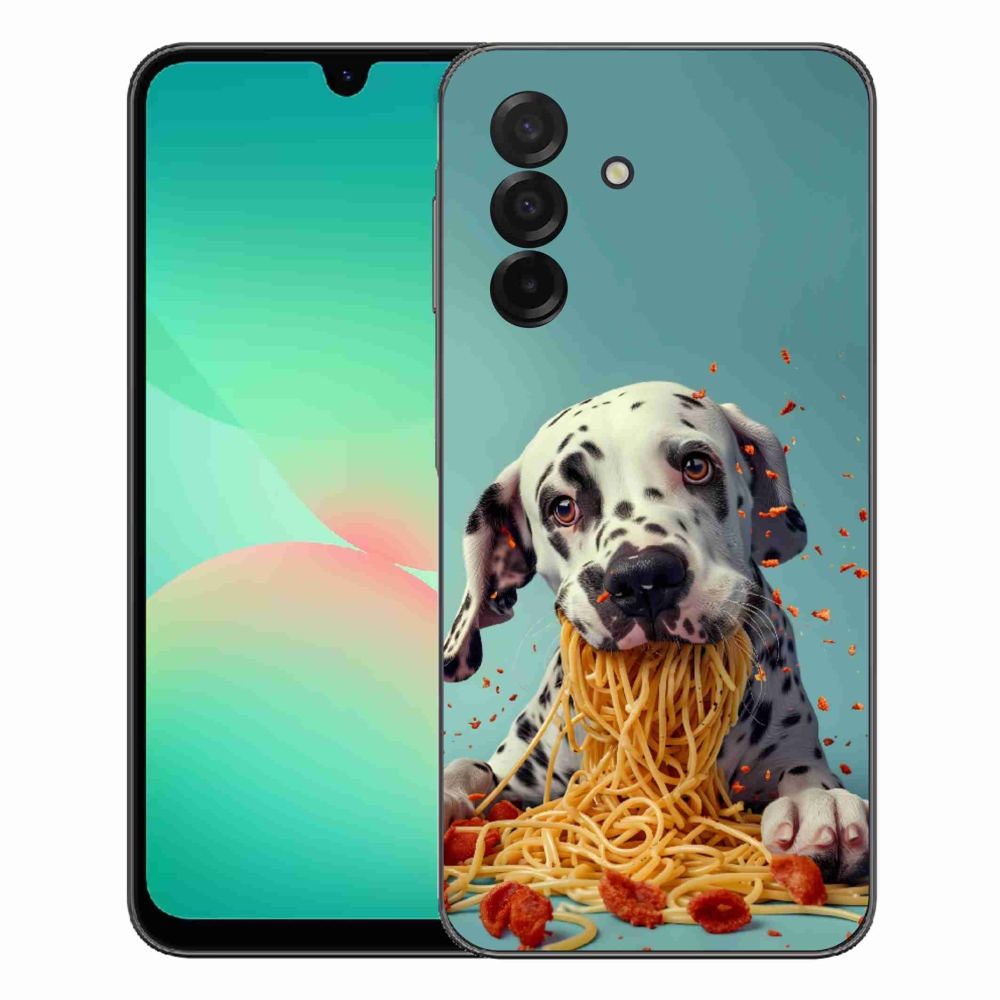 Gélový kryt mmCase na Samsung Galaxy A27 5G - dalmatín a špagety