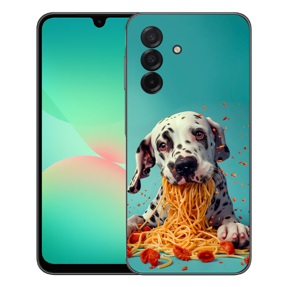 Gélový kryt mmCase na Samsung Galaxy A27 5G - dalmatín a špagety