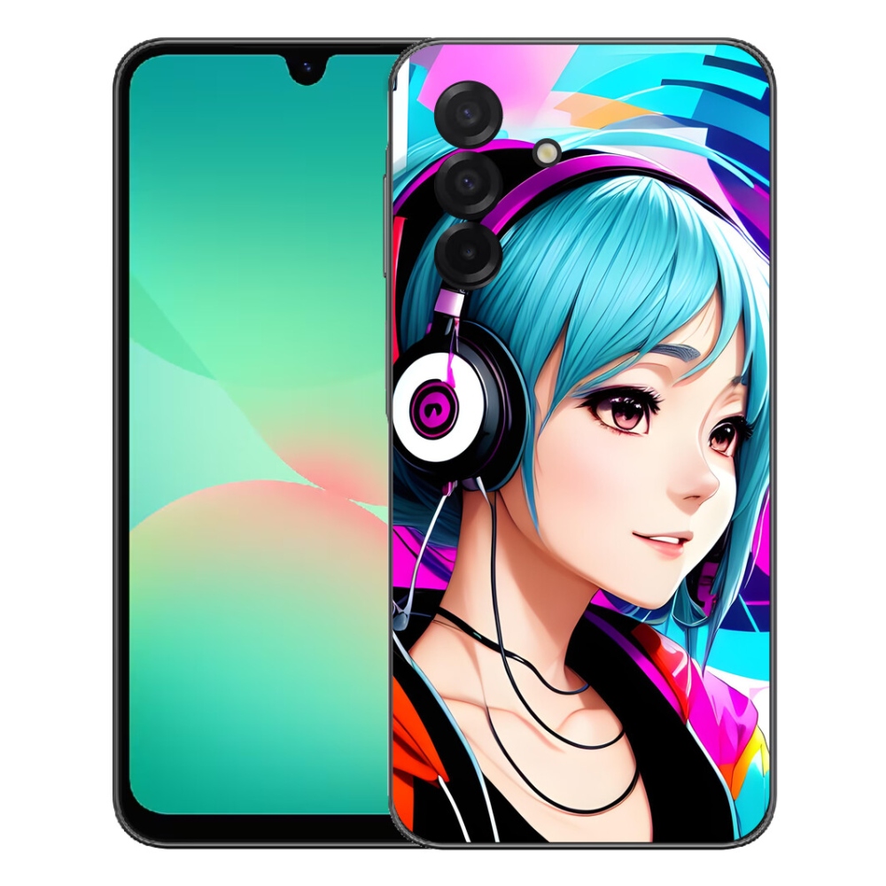 Gélový kryt mmCase na Samsung Galaxy A27 5G - dievča so slúchadlami