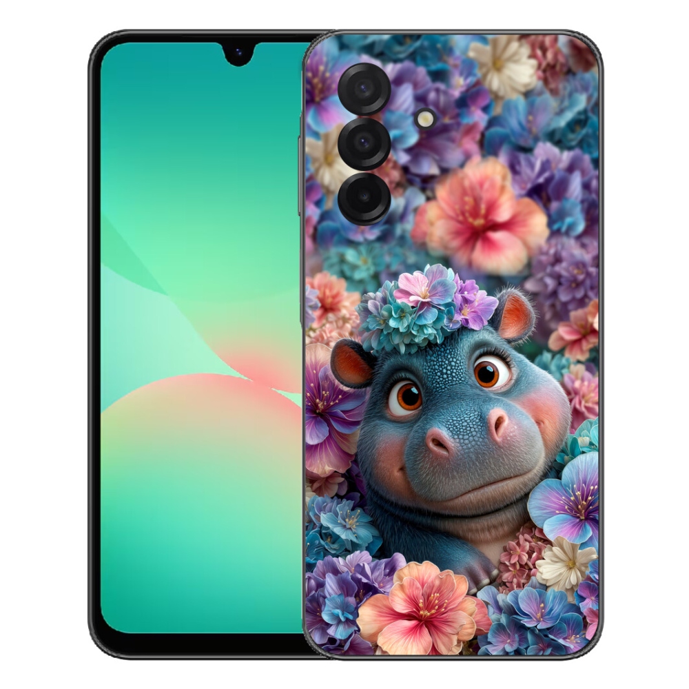 Gélový kryt mmCase na Samsung Galaxy A27 5G - hrošík v kvetoch
