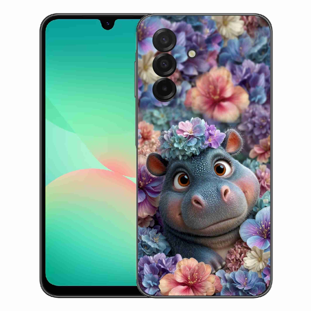 Gélový kryt mmCase na Samsung Galaxy A27 5G - hrošík v kvetoch