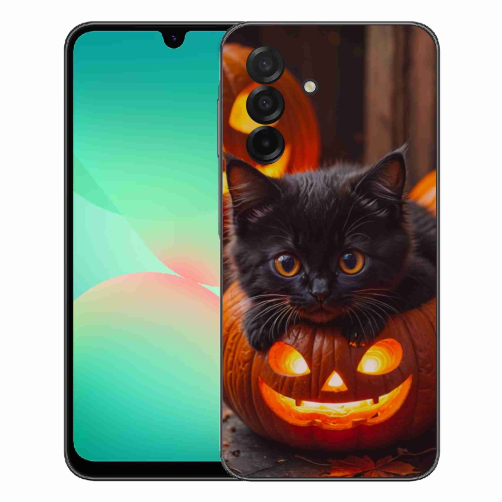 Gélový kryt mmCase na Samsung Galaxy A27 5G - mačiatko a tekvica