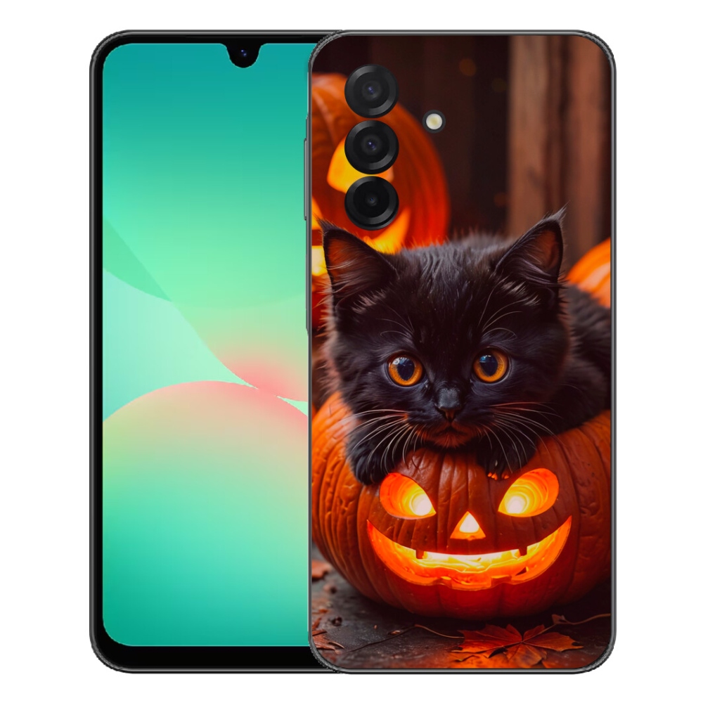 Gélový kryt mmCase na Samsung Galaxy A27 5G - mačiatko a tekvica