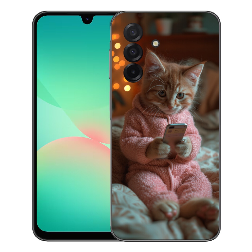 Gélový kryt mmCase na Samsung Galaxy A27 5G - mačiatko s mobilom