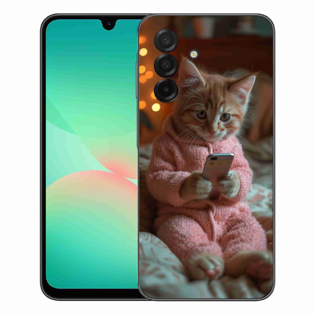 Gélový kryt mmCase na Samsung Galaxy A27 5G - mačiatko s mobilom