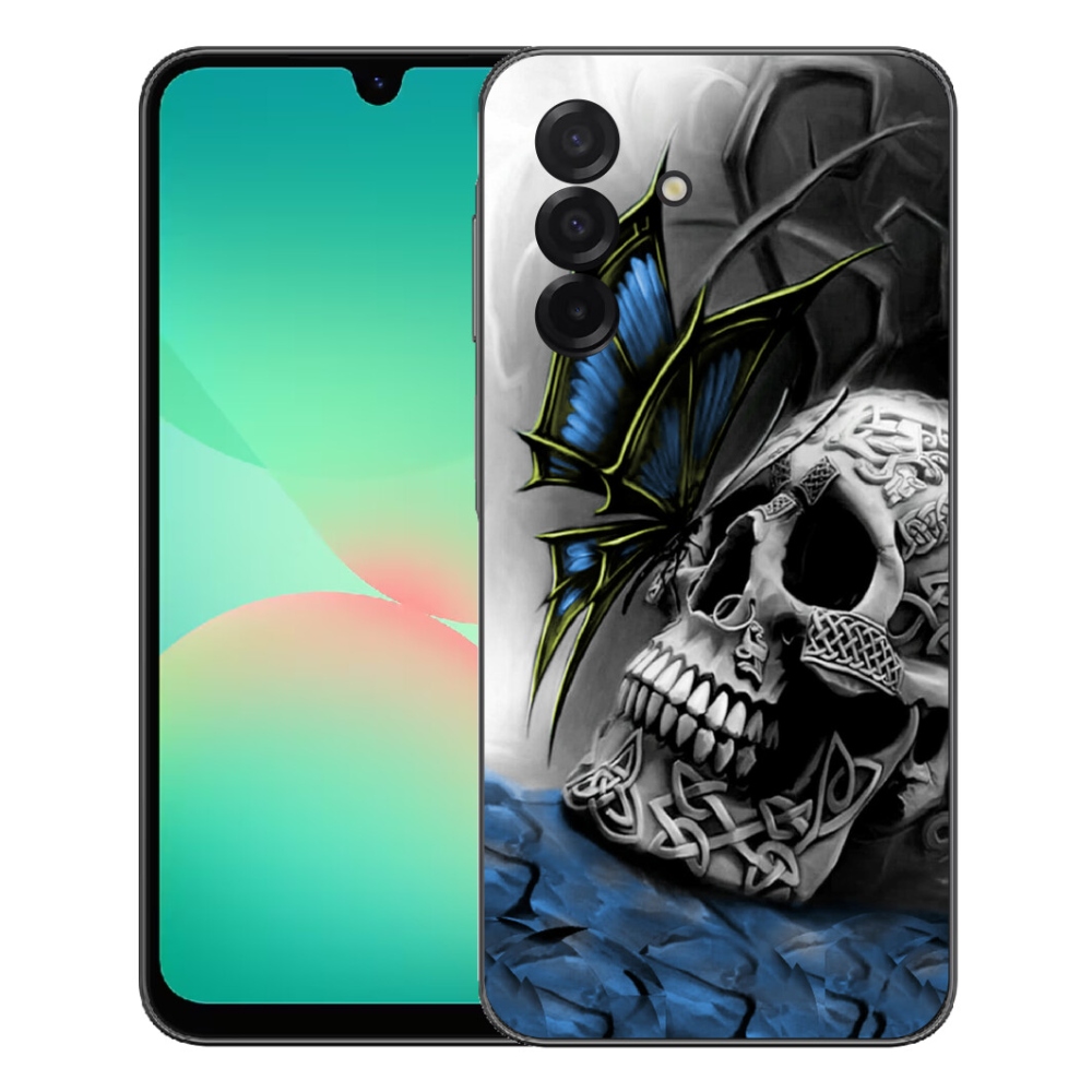 Gélový kryt mmCase na Samsung Galaxy A27 5G - motýľ a lebka