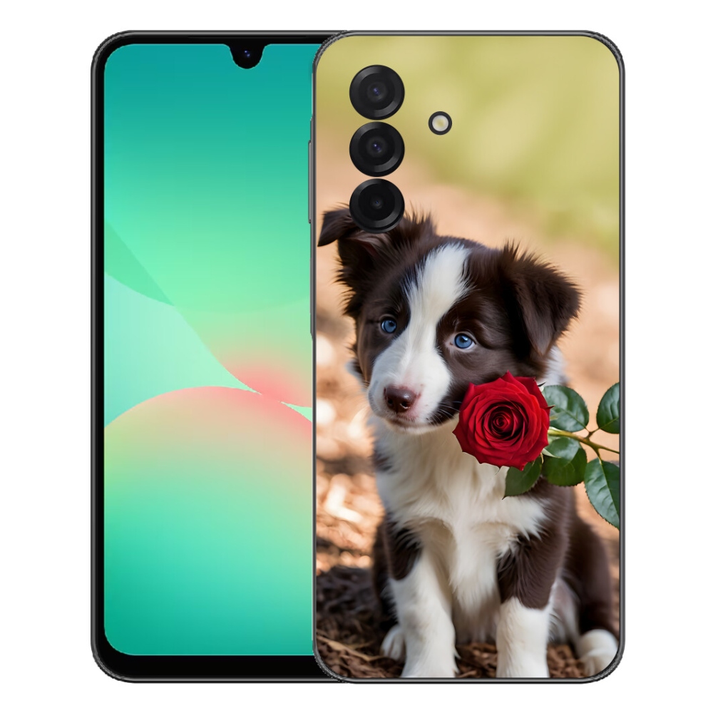 Gélový kryt mmCase na Samsung Galaxy A27 5G - roztomilá border kólia s ružou