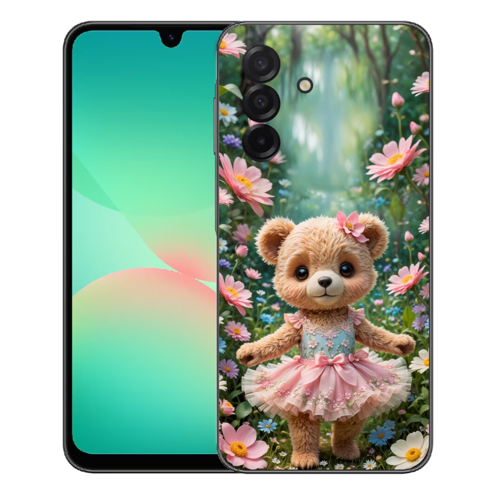 Gélový kryt mmCase na Samsung Galaxy A27 5G - roztomilý medvedík v kvetoch