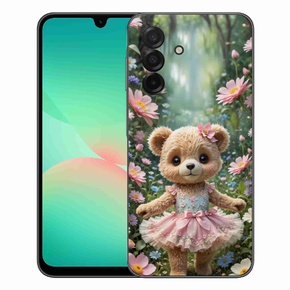 Gélový kryt mmCase na Samsung Galaxy A27 5G - roztomilý medvedík v kvetoch