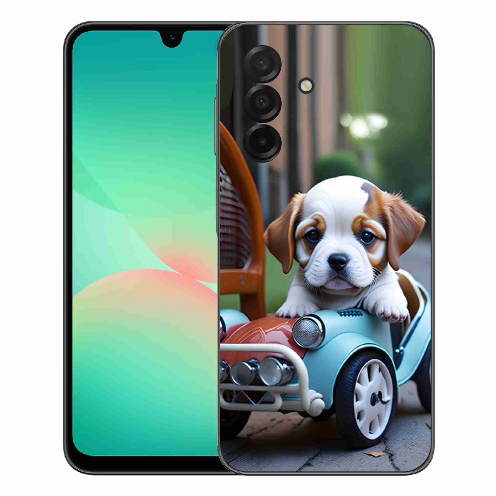 Gélový kryt mmCase na Samsung Galaxy A27 5G - šteňa v retro aute