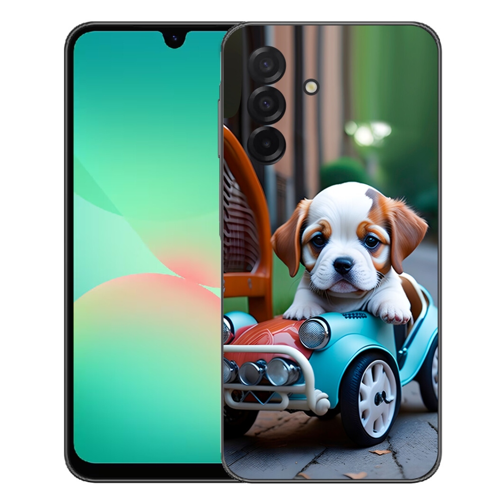 Gélový kryt mmCase na Samsung Galaxy A27 5G - šteňa v retro aute
