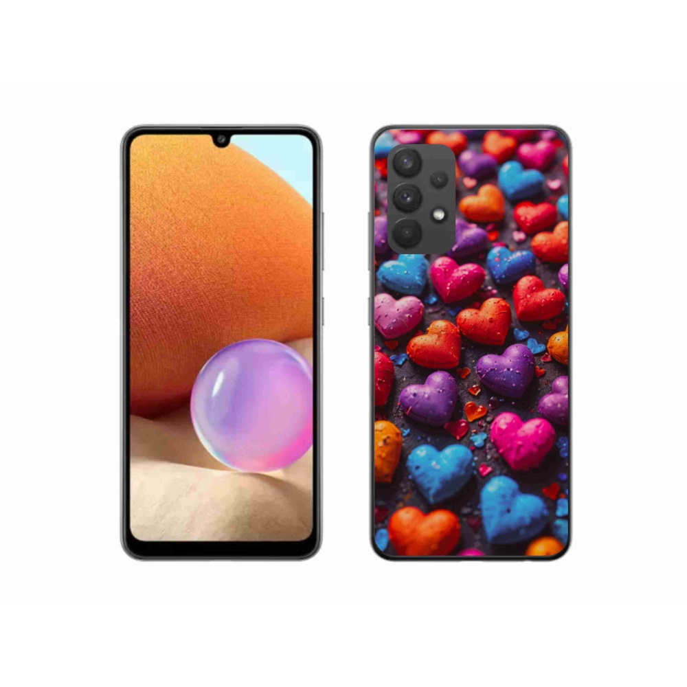 Gélový kryt mmCase na Samsung Galaxy A32 4G - farebné srdcia