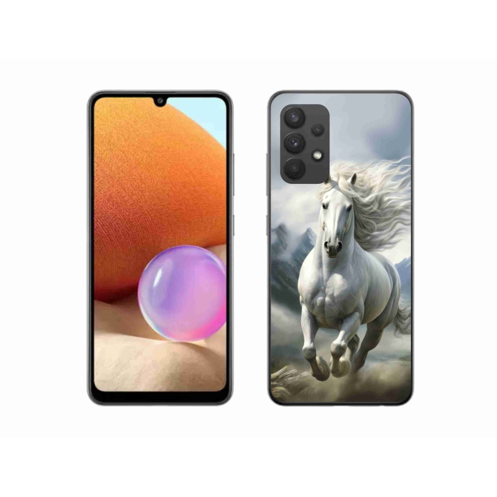 Gélový kryt mmCase na Samsung Galaxy A32 4G - bežiaci biely kôň 3
