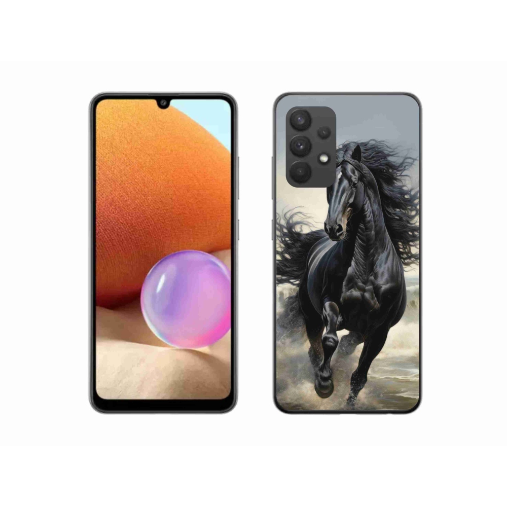 Gélový kryt mmCase na Samsung Galaxy A32 4G - bežiaci čierny kôň