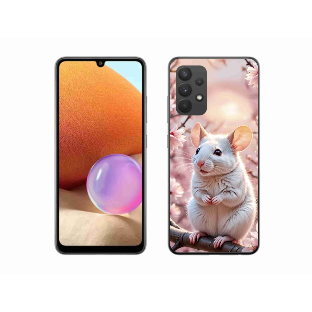 Gélový kryt mmCase na Samsung Galaxy A32 4G - biela myš na vetve