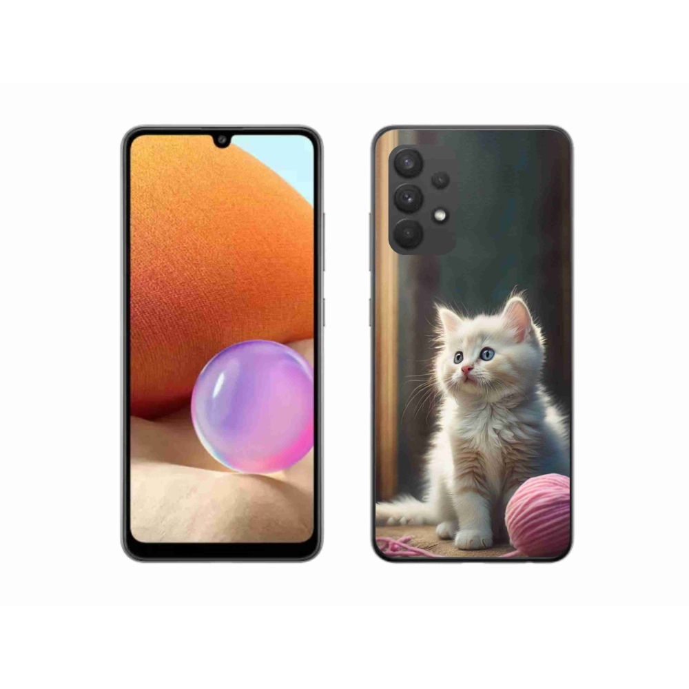 Gélový kryt mmCase na Samsung Galaxy A32 4G - biele mačiatko 2